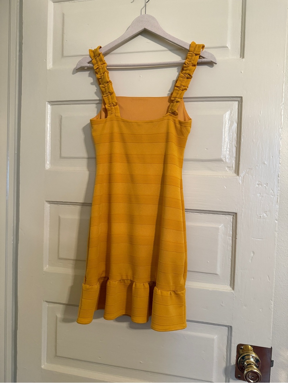BCBGeneration Form Fitting Yellow Dress w Ruffle - Picture 2 of 4